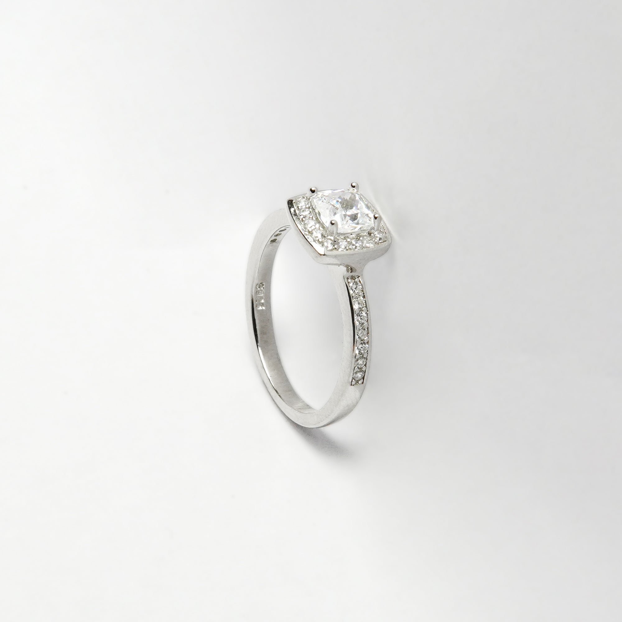 Classic Cushion Halo Silver Ring