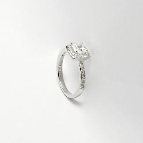 Classic Cushion Halo Silver Ring