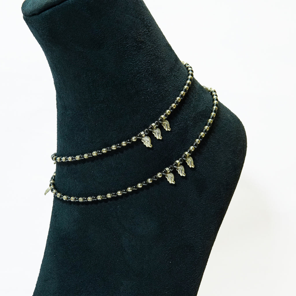 Silver Grey and Fern Anklet
