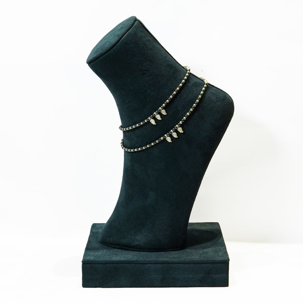 Silver Grey and Fern Anklet