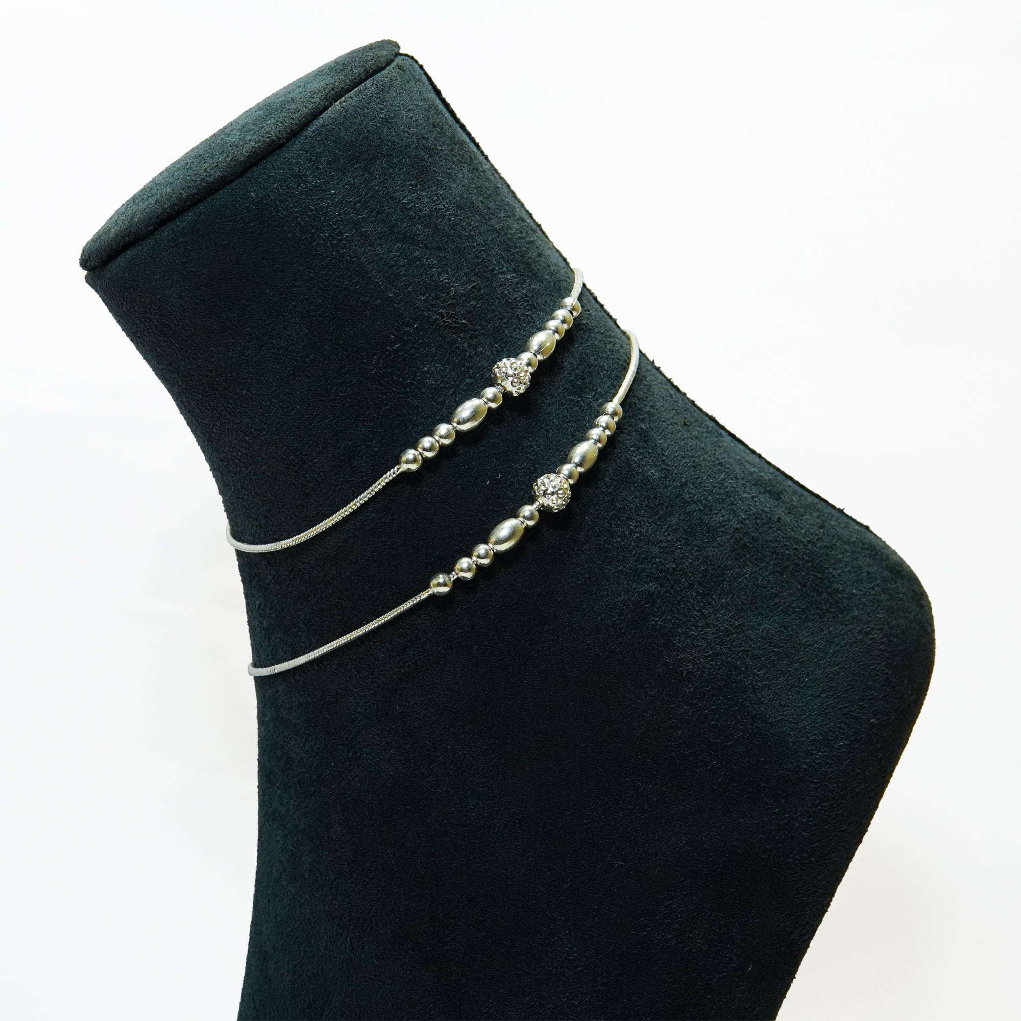 Silver Harmony Bead Adjustable Anklet