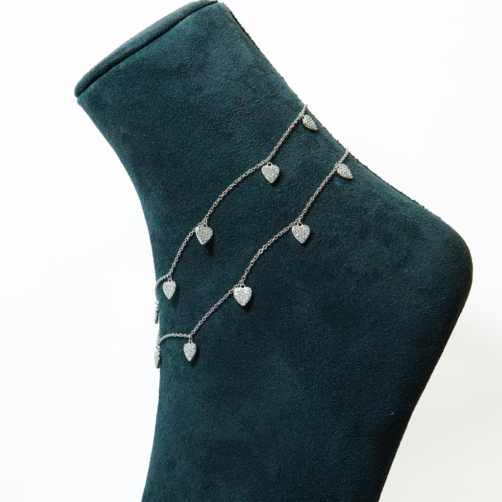 Silver Heartbeat Anklet