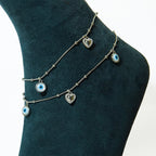 Silver Gaurdian Heart Anklets