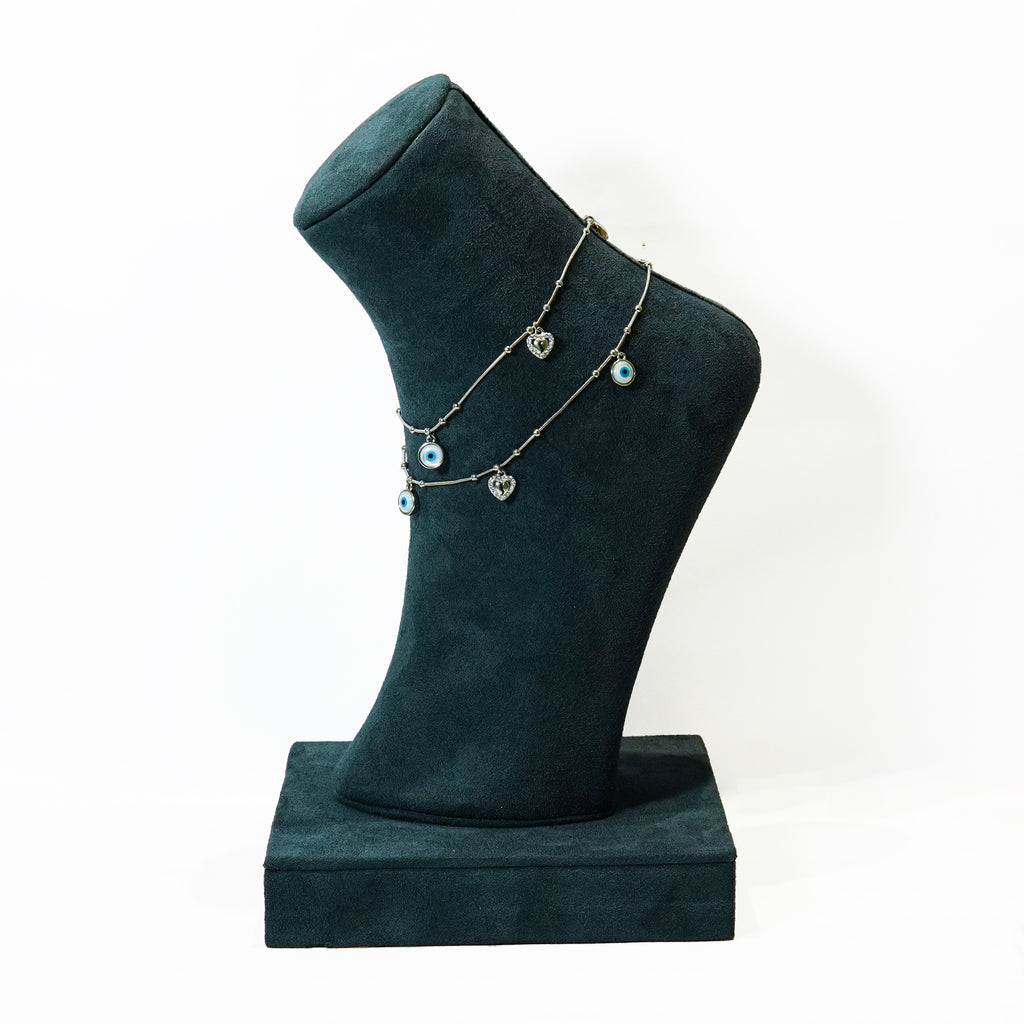 Silver Gaurdian Heart Anklets