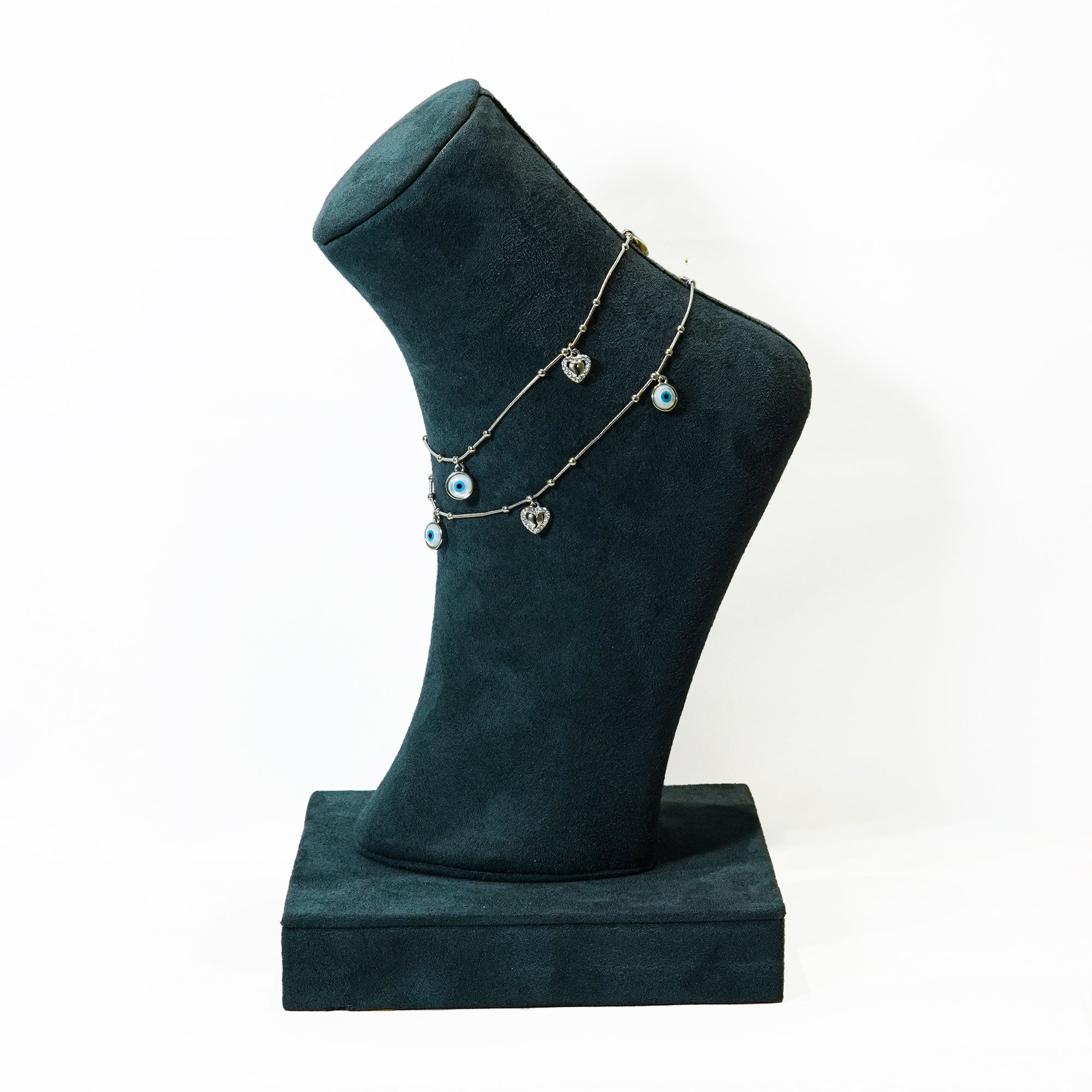 Silver Gaurdian Heart Anklets