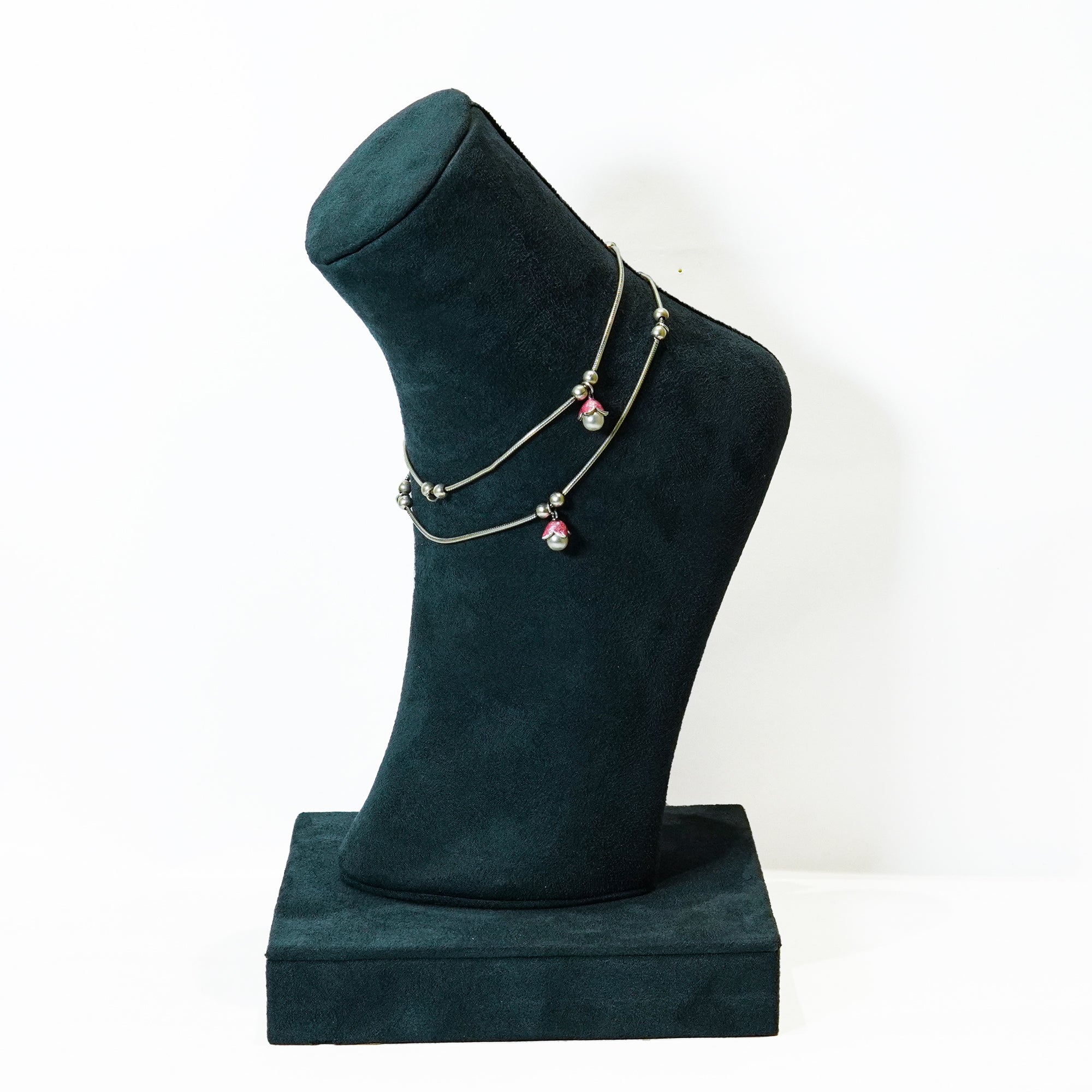 Silver Cherry Bloom Charm Anklets