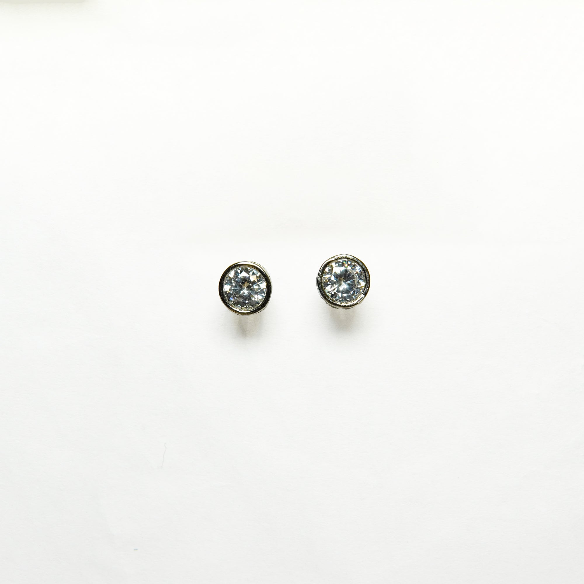 Bezel Set SIlver Solitaire Studs