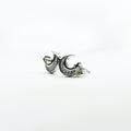 Celestial Crescent Moon & Star Silver Studs