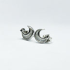 Celestial Crescent Moon & Star Silver Studs