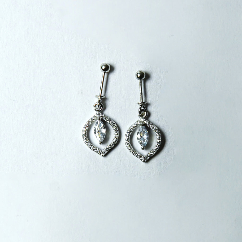 Marquise Aura Drop Silver Earrings