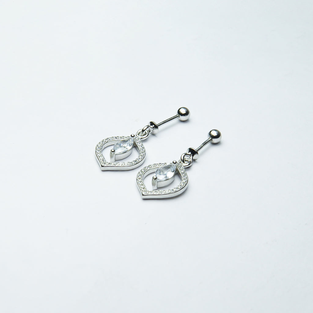 Marquise Aura Drop Silver Earrings