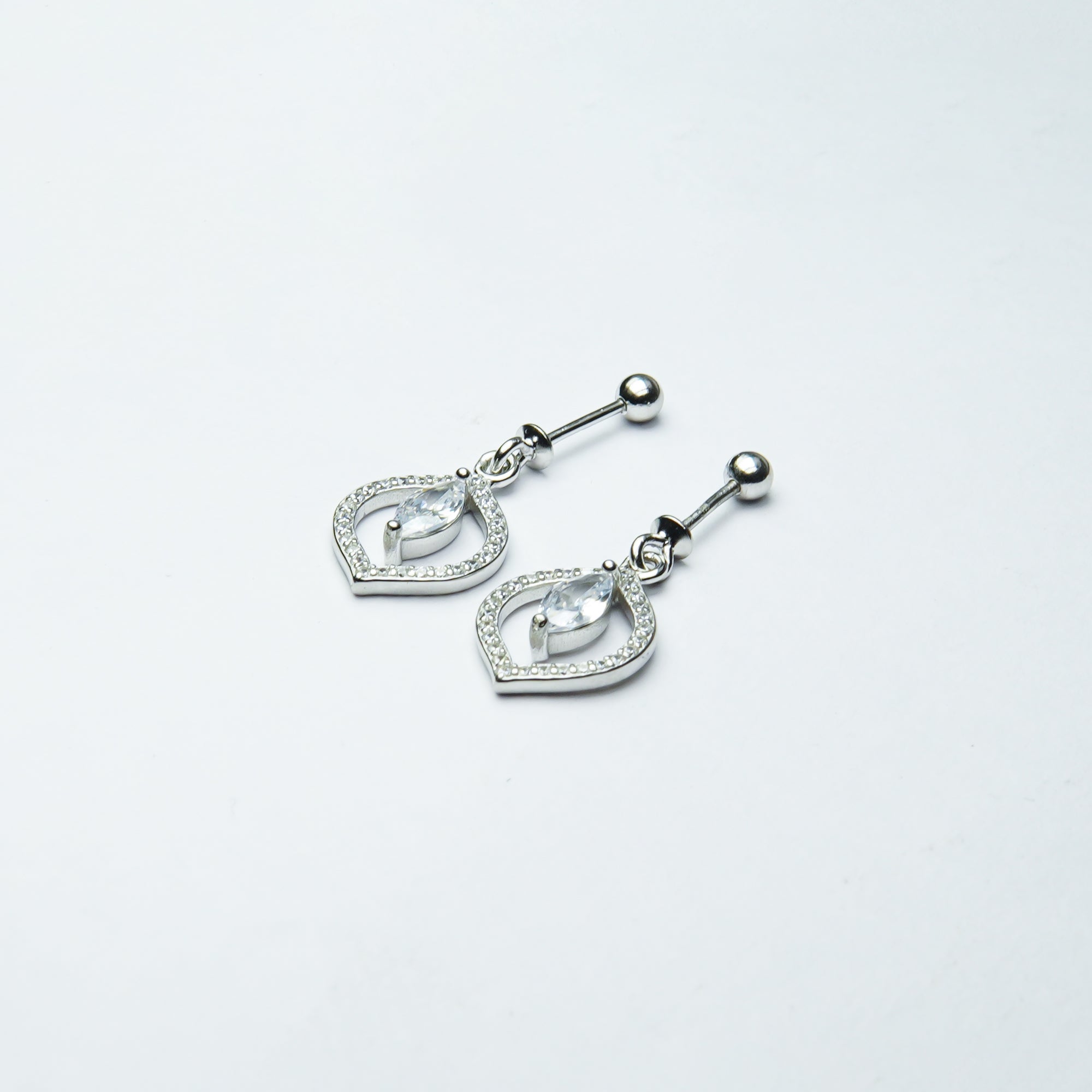 Marquise Aura Drop Silver Earrings