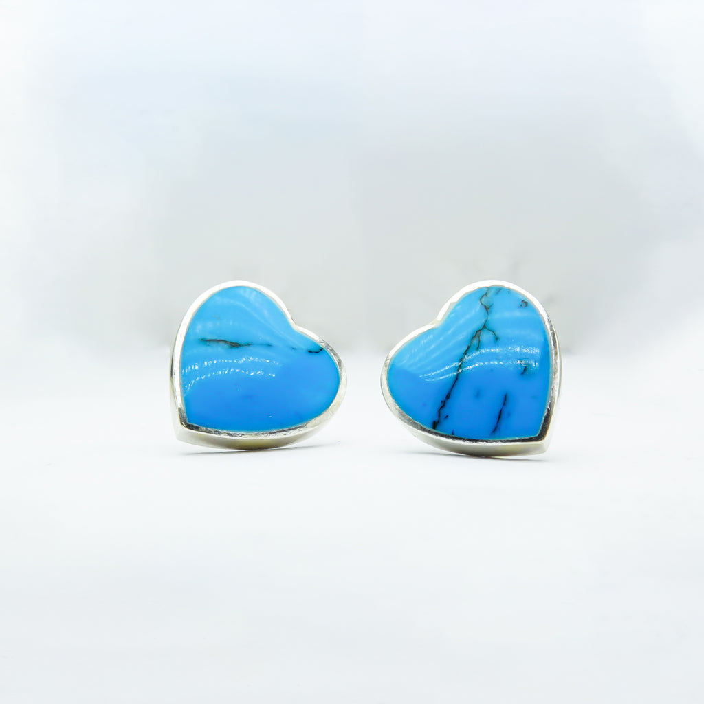Azure Heart Turquoise Studs