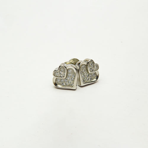 Dual Heart Studded Siver Studs
