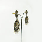 Filigree Oxidised Pearl Drops Earrings