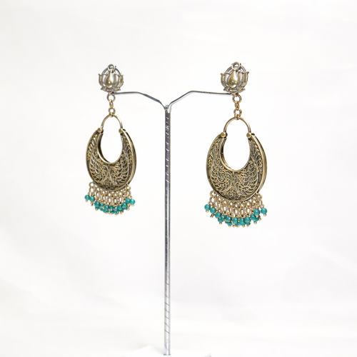 Antique Lotus Chandbali Earrings