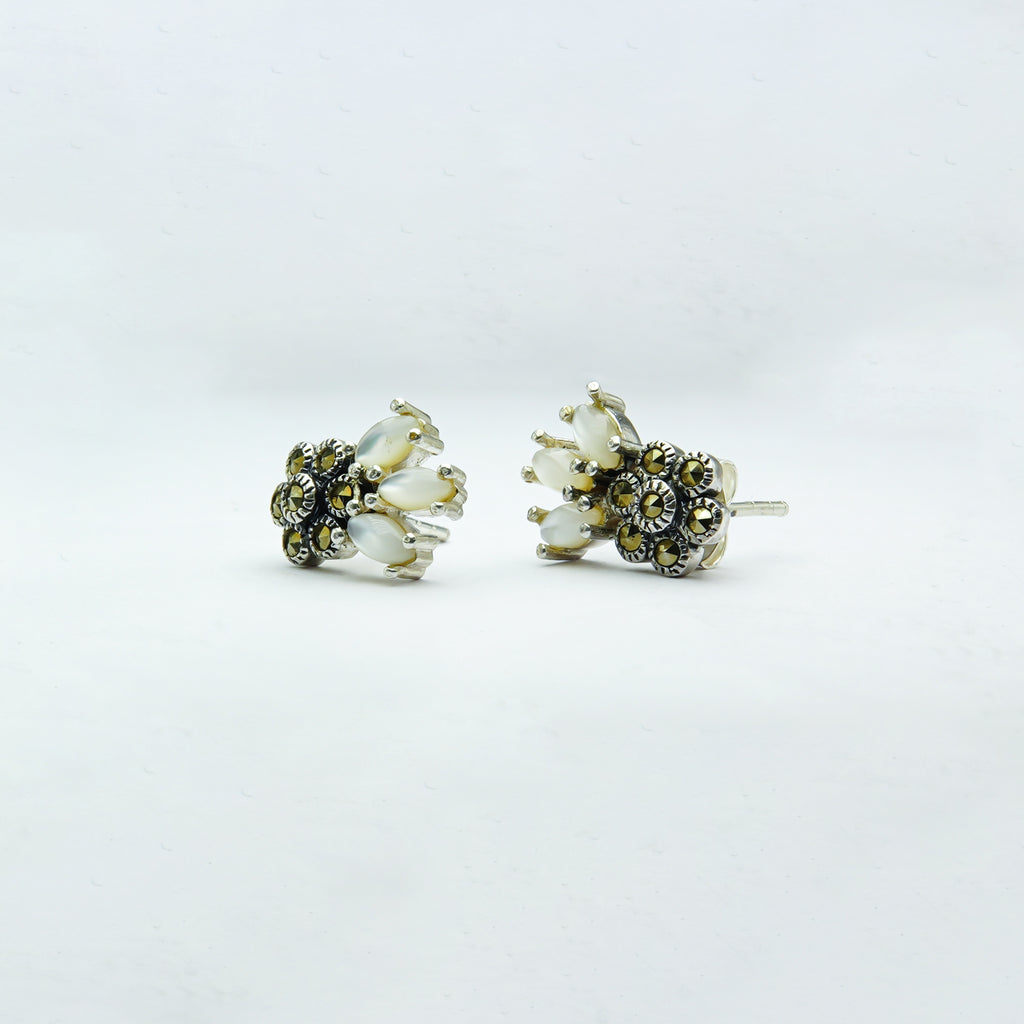 Marcasite & Marquise Cluster Silver Tops
