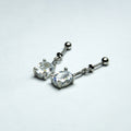 Radiant Silver Solitaire Linear Dangler Earrings
