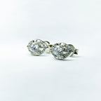 Ethereal Marquise-Halo Solitaire Silver Studs