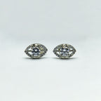 Ethereal Marquise-Halo Solitaire Silver Studs
