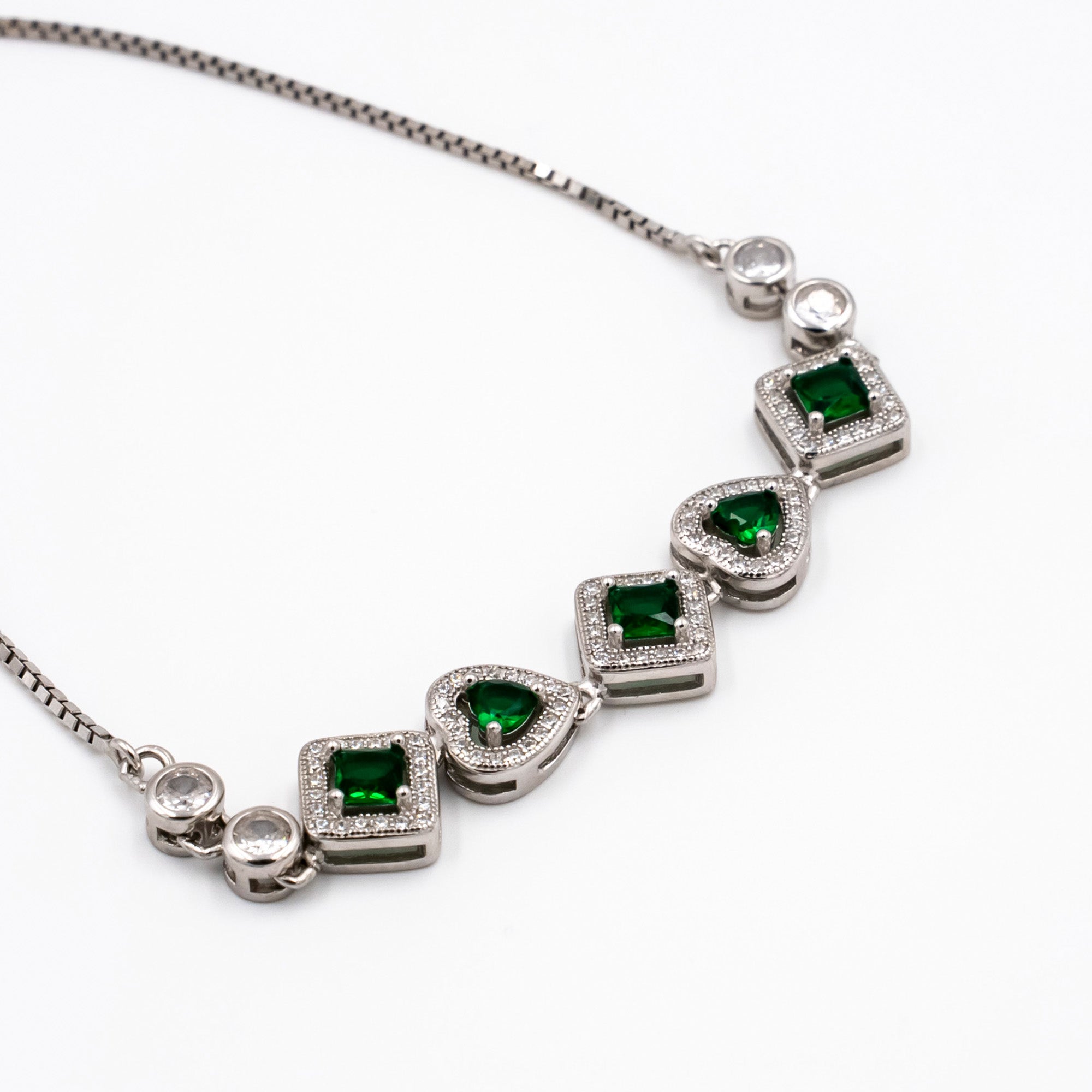 Emerald elegance Silver Bracelet