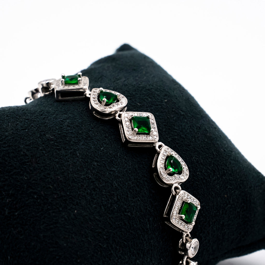Emerald elegance Silver Bracelet