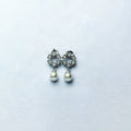 Majestic Pearl & Heart Halo Silver Dangle Earrings