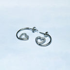 Radiant Heart Spiral Dangle Silver Earrings