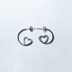 Radiant Heart Spiral Dangle Silver Earrings
