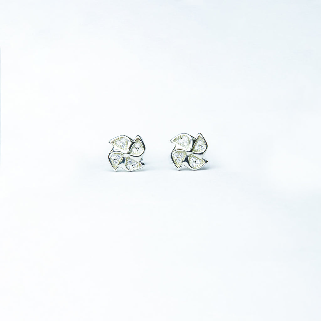 Pinwheel Radiance Pavé Silver Studs
