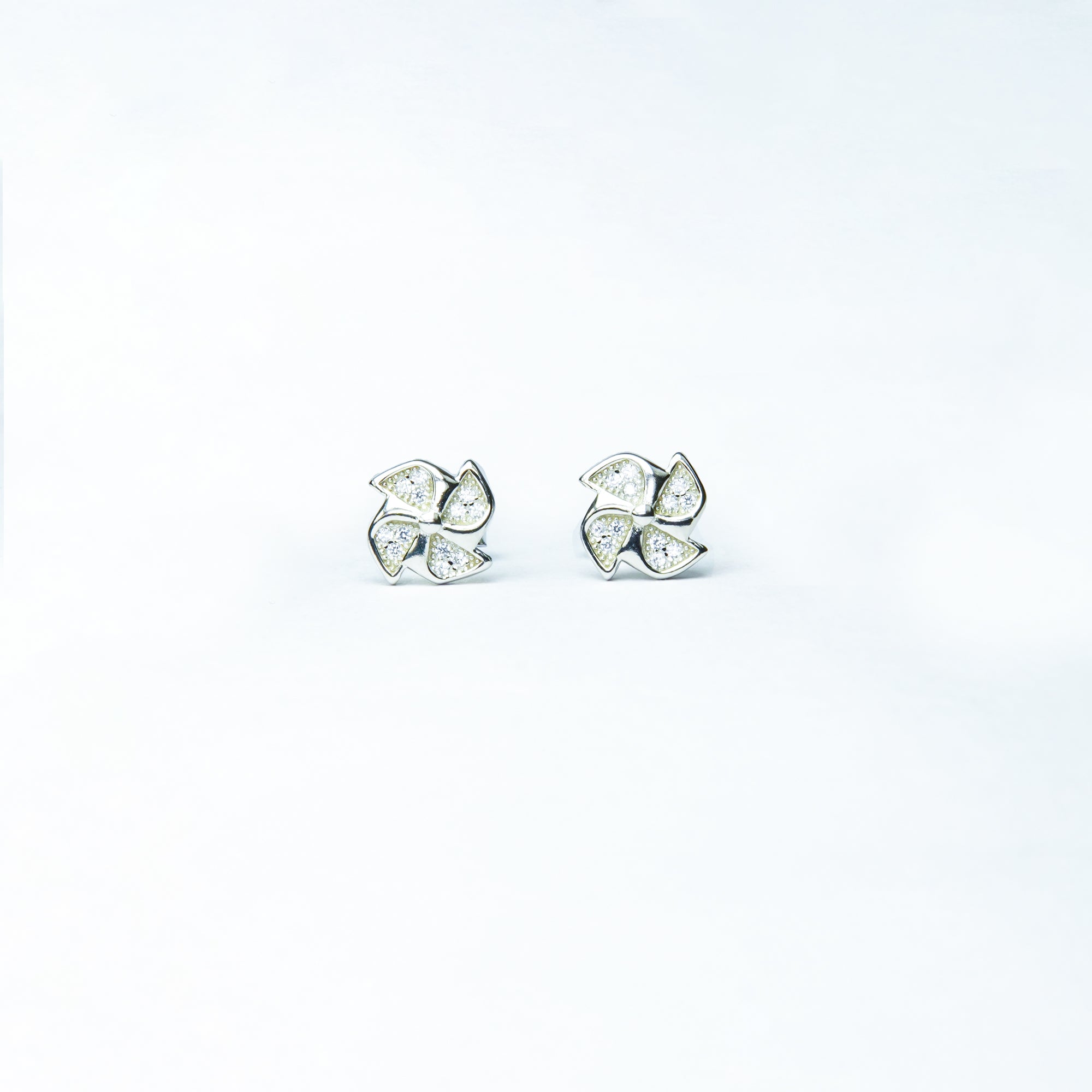 Pinwheel Radiance Pavé Silver Studs