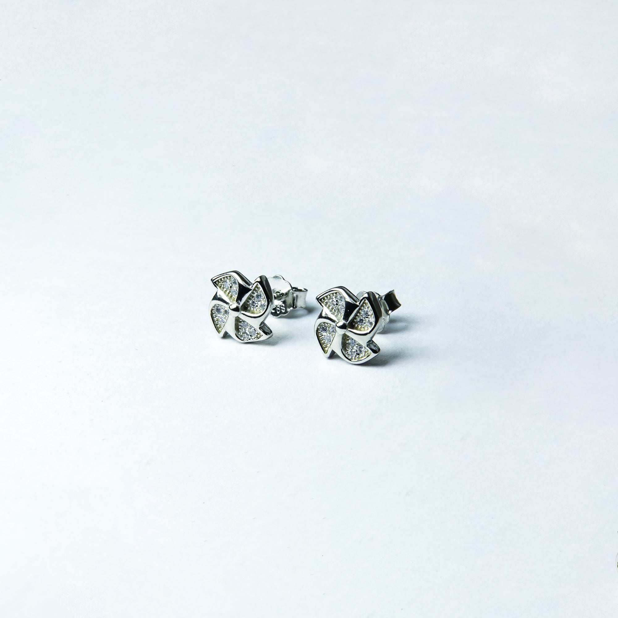 Pinwheel Radiance Pavé Silver Studs