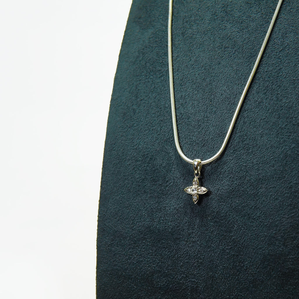 Silver Crystal Clover Pendant