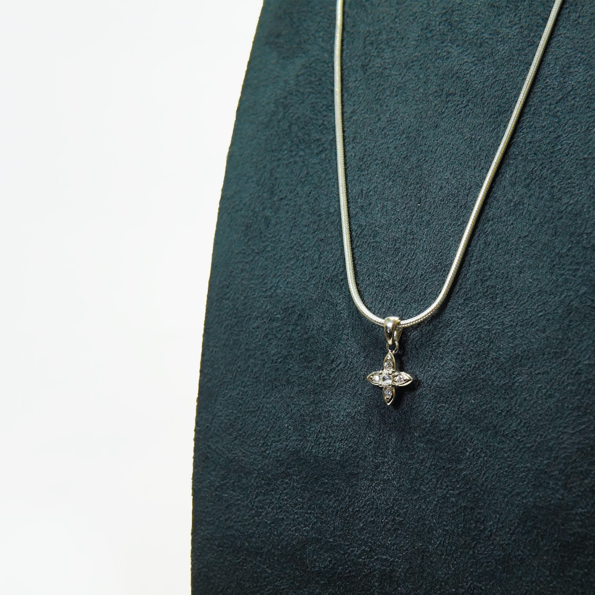 Silver Crystal Clover Pendant