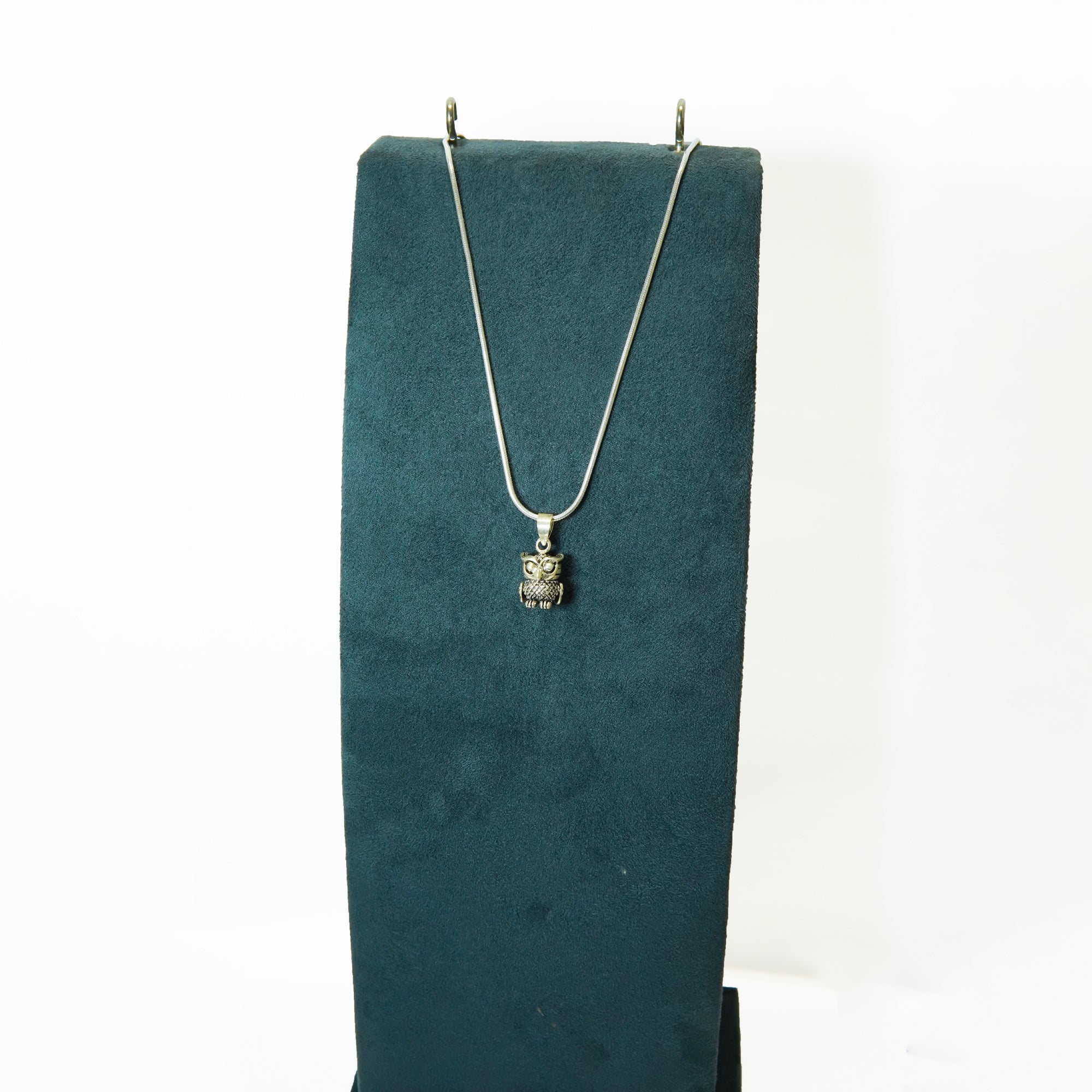 Oxidised Owl Silver Pendant