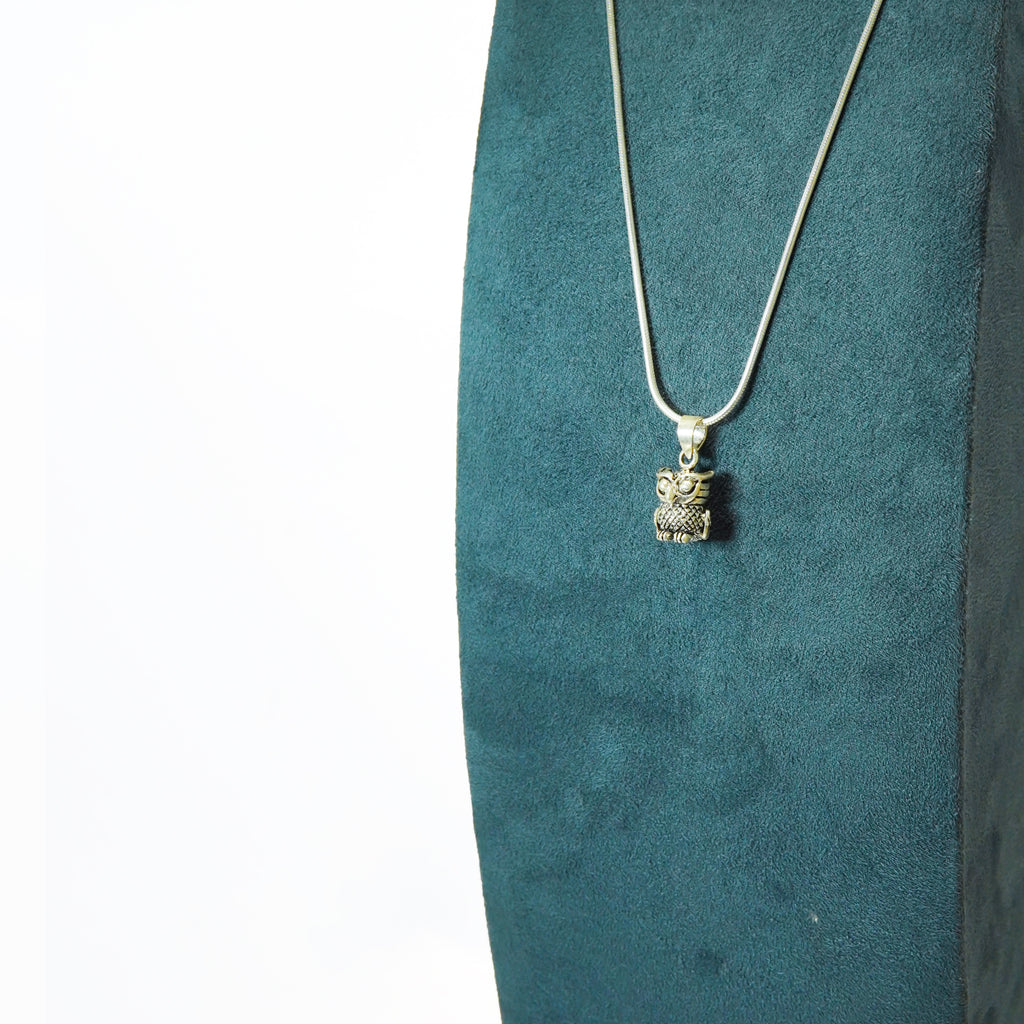 Oxidised Owl Silver Pendant