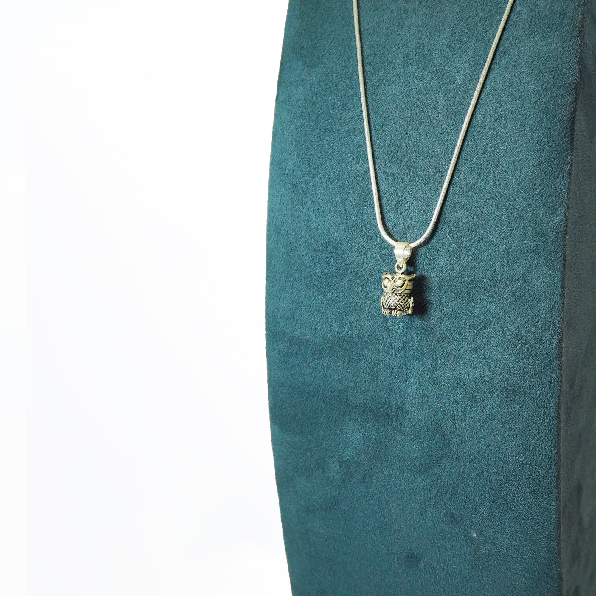Oxidised Owl Silver Pendant