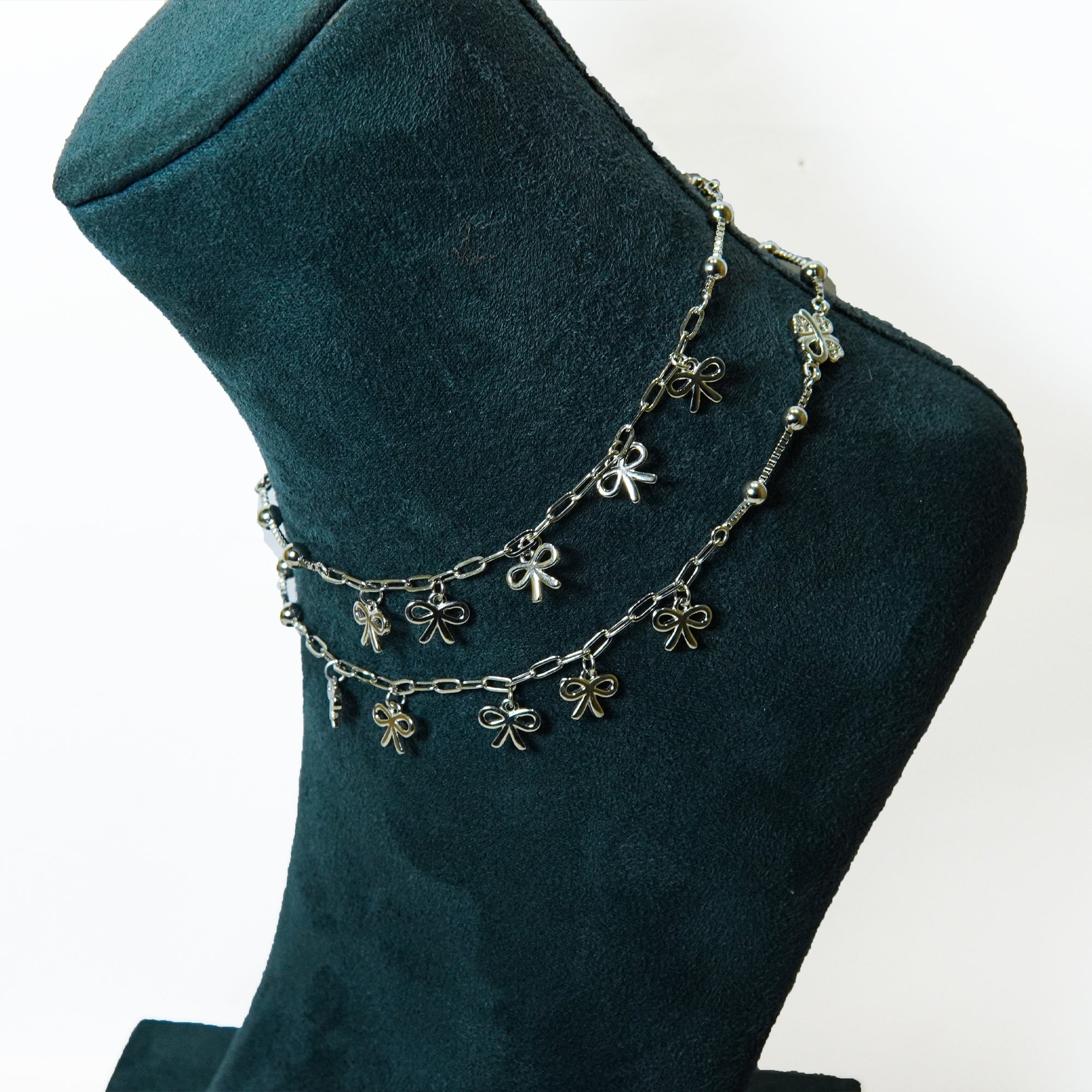 Silver Whispering Knot Anklets