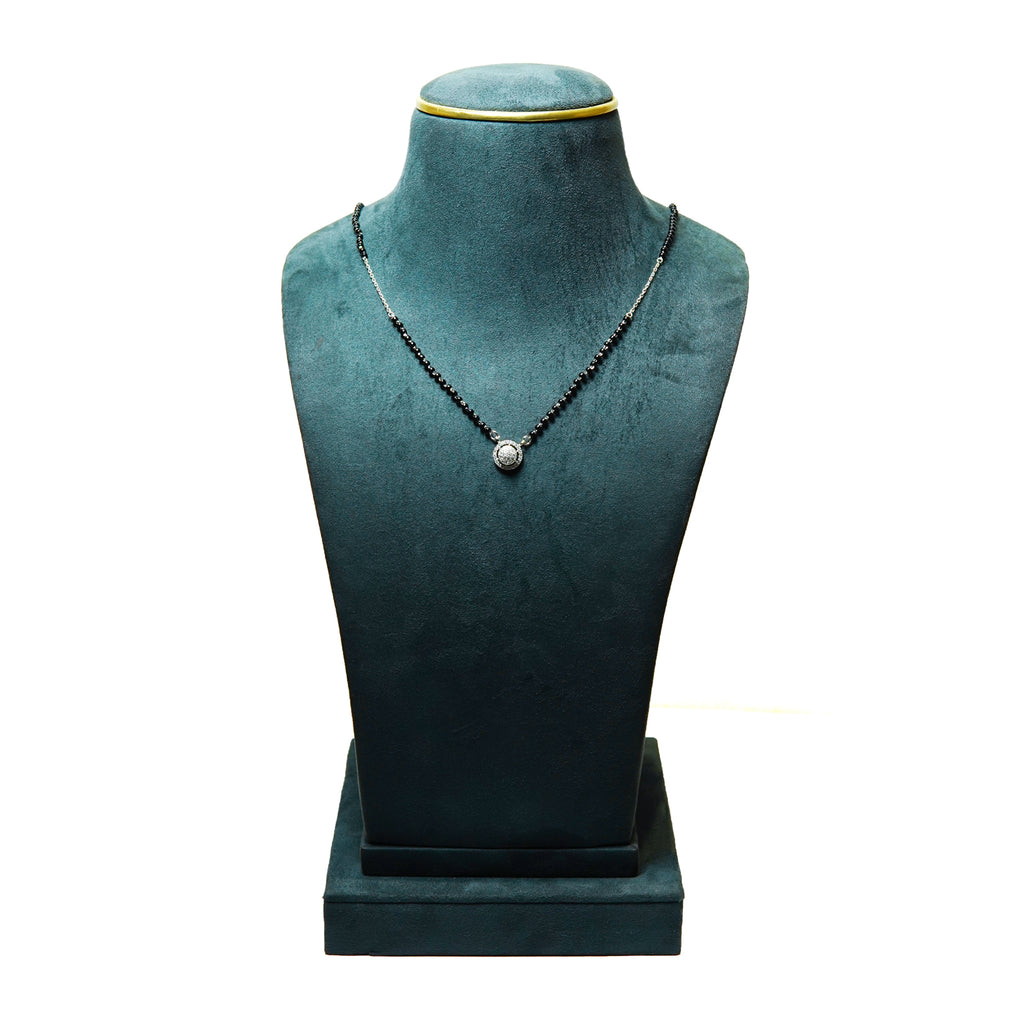 Silver Cluster Pave Halo Mangalsutra