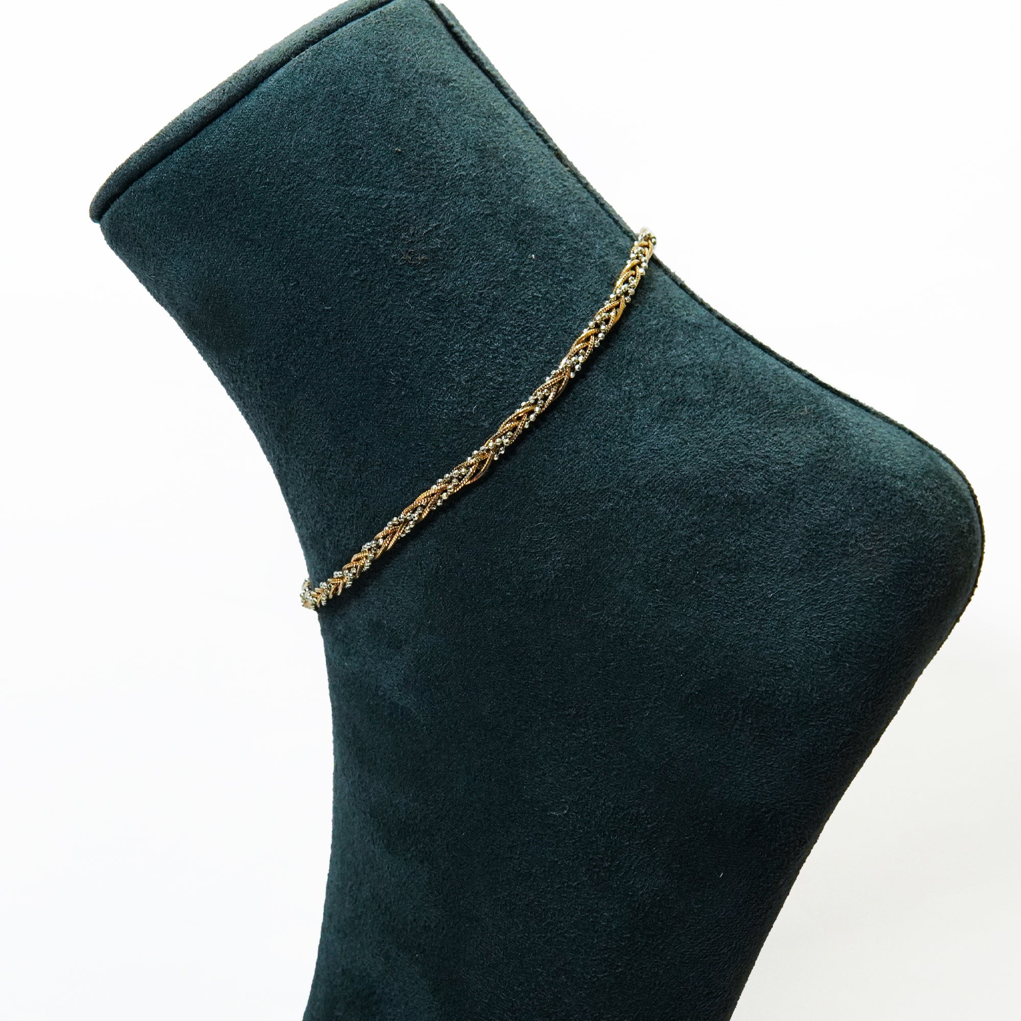 Sterling Silver Braided Moonlight Single Anklet