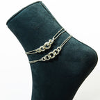 Silver Hammered Unity Link Anklets