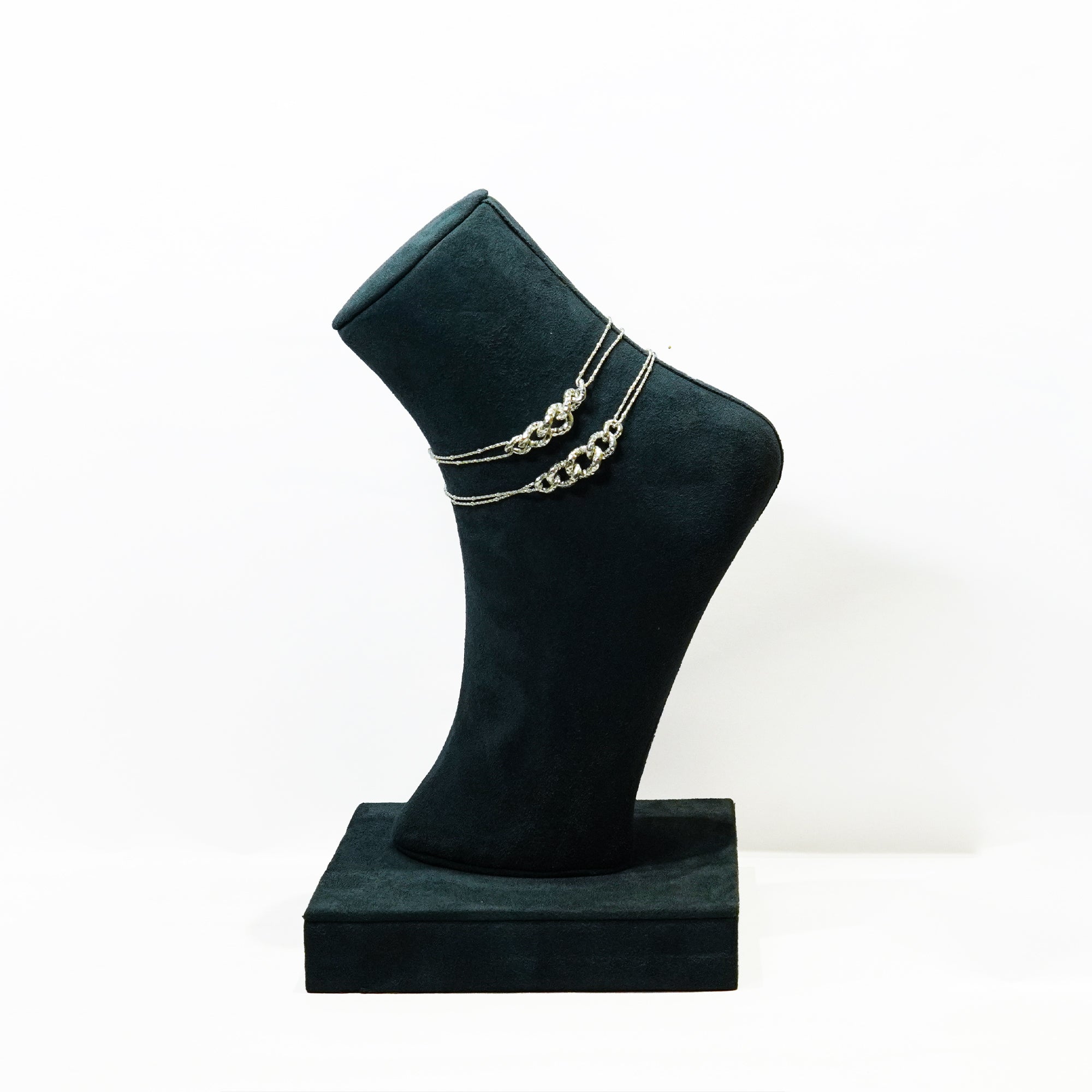 Silver Hammered Unity Link Anklets