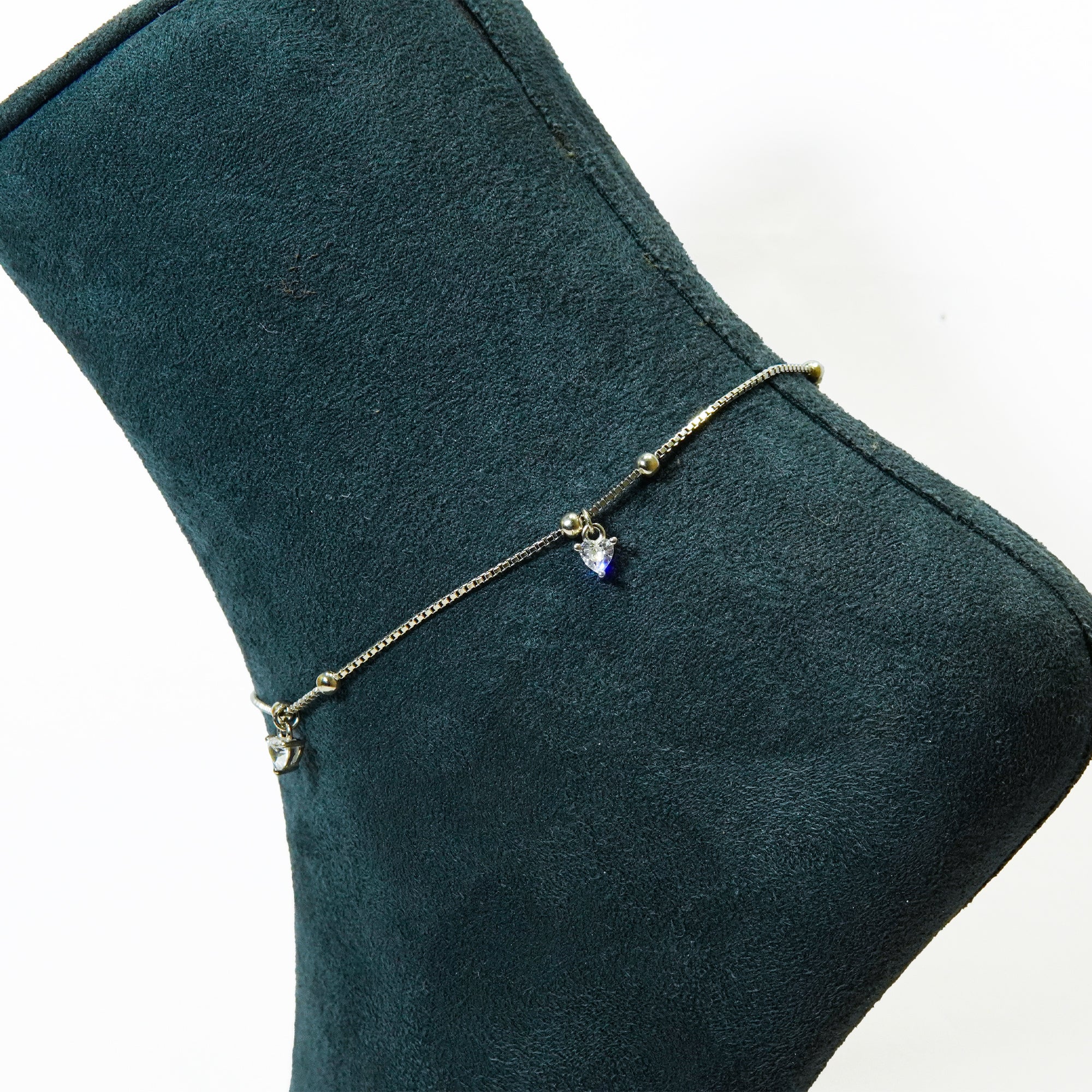 Silver Ethereal Heart Anklet