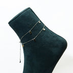 Sterling B&W Clover Charm Anklets