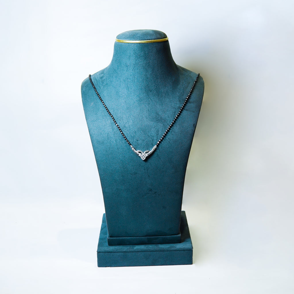 Luminary Arc Pave Silver Mangalsutra