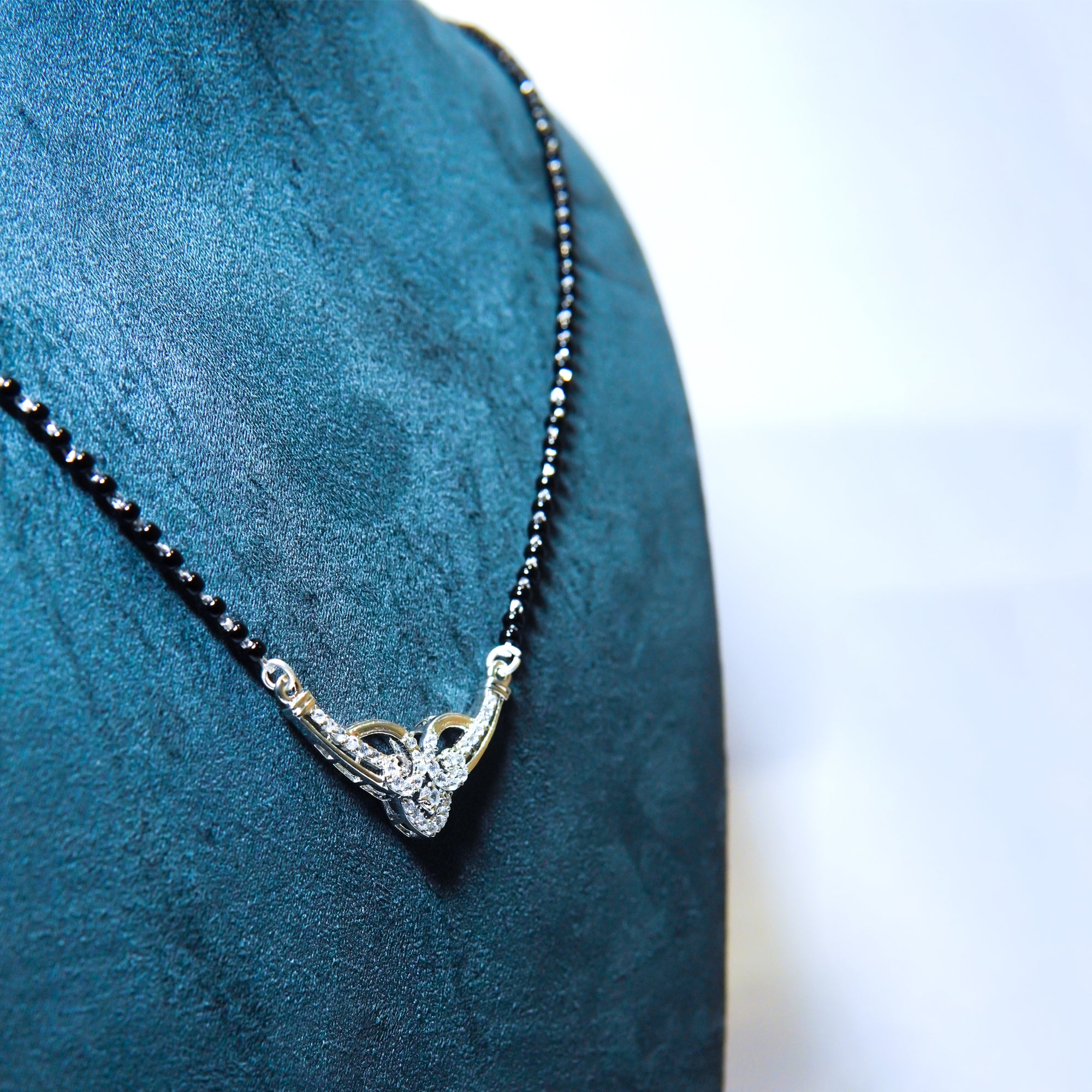Luminary Arc Pave Silver Mangalsutra