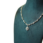 Gleaming Petal Drop Silver NecklaceSet
