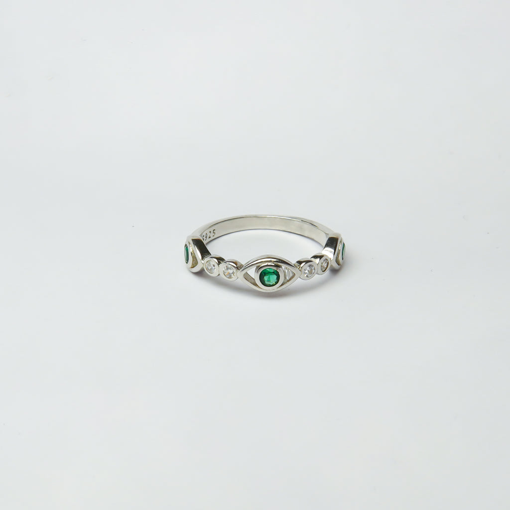 Eternity Emerald SIlver Ring