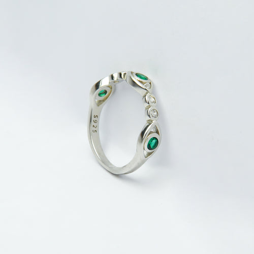 Eternity Emerald SIlver Ring