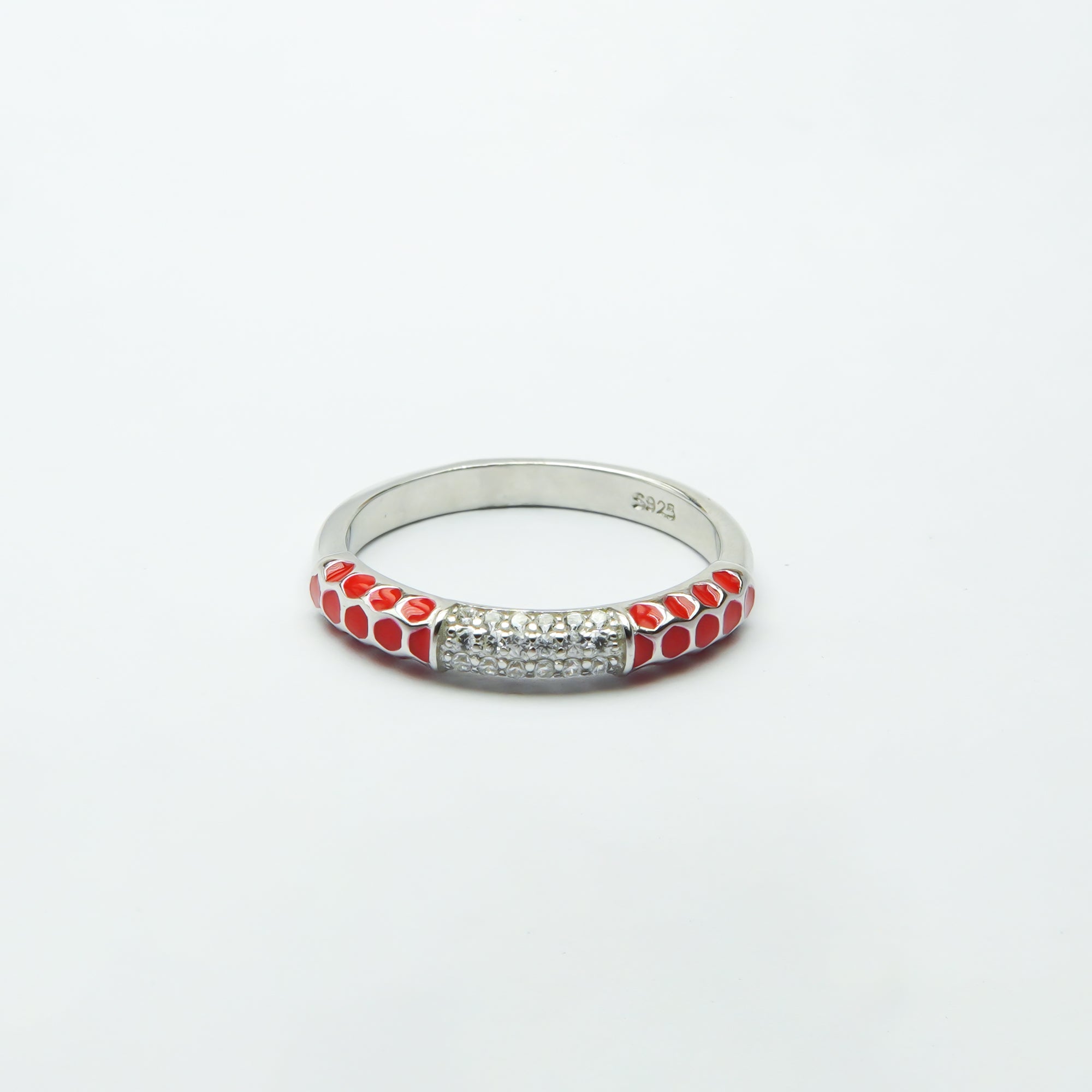Mystical Red Enamel SIlver Ring